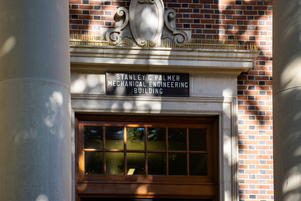 Image of the mechincal engineering building sign at the University of Nevada, Reno.