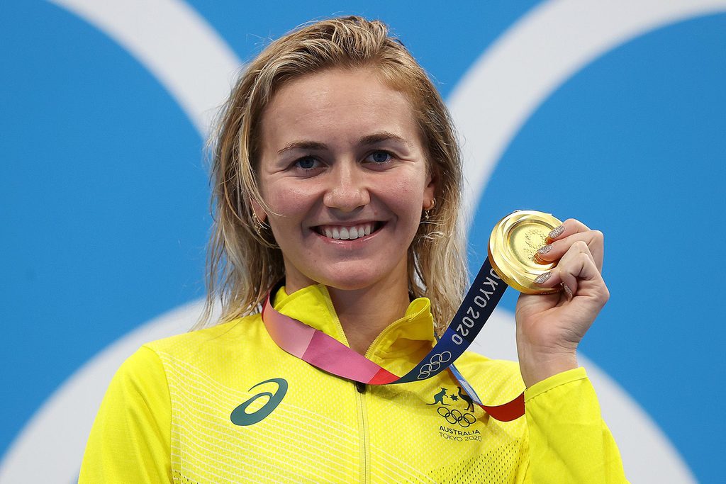 Australian Olympic swimmer Ariarne Titmus winning gold at 2024 Paris Olympics. (Image courtesy of CNN)
