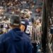 Nevada offensive tackle Jack Foster stares into the distance during a break in the action at Mackay Stadium on Saturday, Sept. 12.