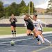 Wolf Pack forward Olivia Loomis (#16) takes on a Lumberjacks defender on Thursday, Sept. 3 at Mackay Stadium.