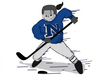 A women's hockey player in a Nevada jersey.