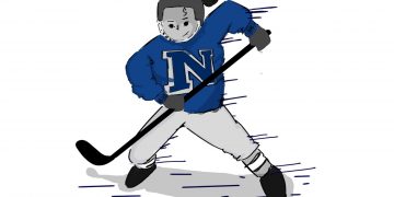 A women's hockey player in a Nevada jersey.