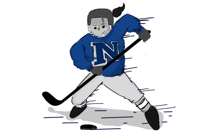 A women's hockey player in a Nevada jersey.