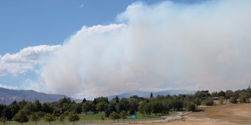Smoke from the Floriston Fire could be seen at Rancho San Rafael Regional Park.