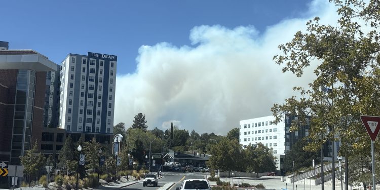 Smoke from Floriston Fire can be seen from the University of Nevada, Reno campus.
