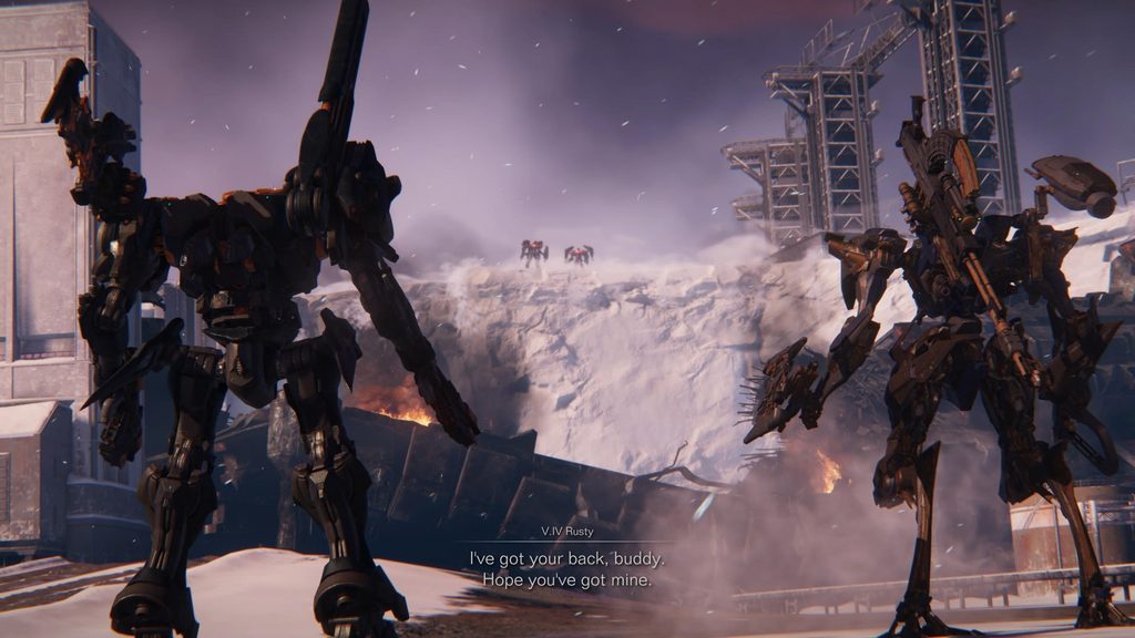 Final fight of mission “Attack the old Spaceport.” Courtesy of FromSoftware Inc. and Bandai Namco. Taken by AJ Martensen.
