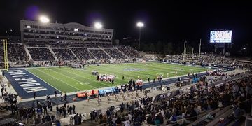 Teams gather for a timeout during the Nevada Football Home Opener on Saturday, Sept. 5.