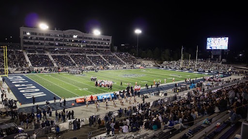Teams gather for a timeout during the Nevada Football Home Opener on Saturday, Sep. 5. 