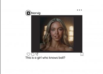 A mock post by Norvig to promote their new ad with Sydney Sweeney.