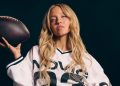 American actress Sydney Sweeney poses in the only fully clothed advert from her Novig advertisement campaign