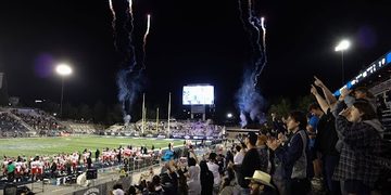 Fireworks explode and fans cheer after Nevada scores a touchdown during the Nevada Football Home Opener on Saturday, Sep. 5.