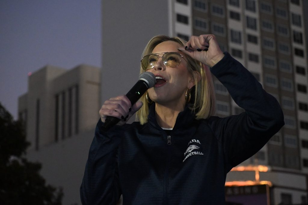 Reno City Mayor Hilary Schieve kicks off Under the Arch Madness on Thursday, Oct. 15.