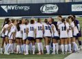 Nevada soccer huddles up prior to their game against Air Force Academy at Mackay Stadium on Sunday, Oct. 18.
