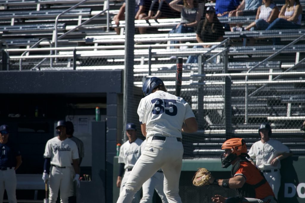 Senior outfielder Jacob Doyle steps up to bat on Saturday, Oct. 17.