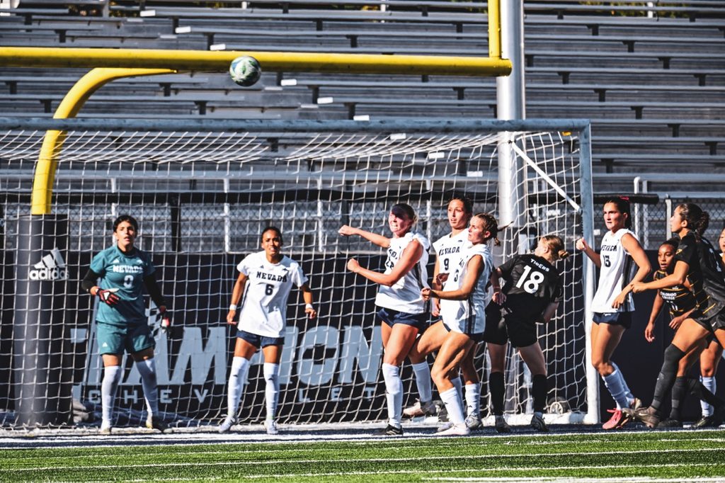 Nevada soccer defends a corner kick from Colorado College on Saturday, Oct. 3. 