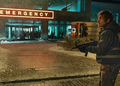 Bryan outside of an infected hospital. (Sony Pictures)