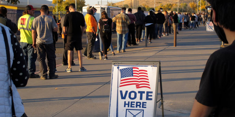 A line of voters in Nevada.