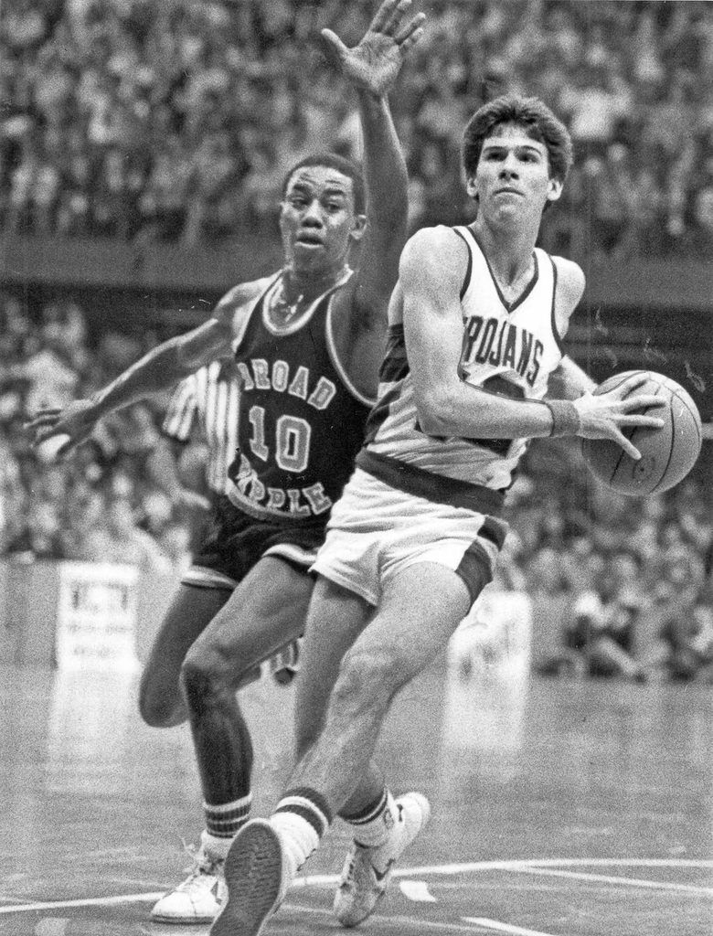 Alford shooting a layup while playing for New Castle High School.