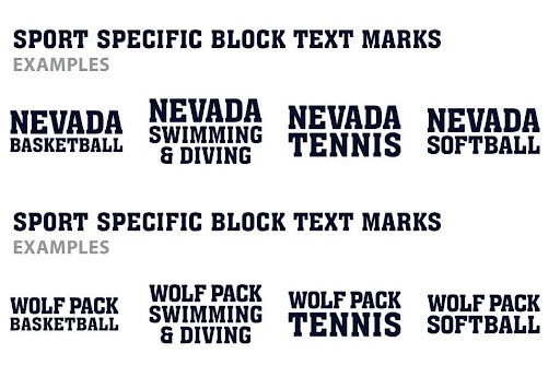 Nevada Athletics / Wolf Pack Block Text Sport Examples.